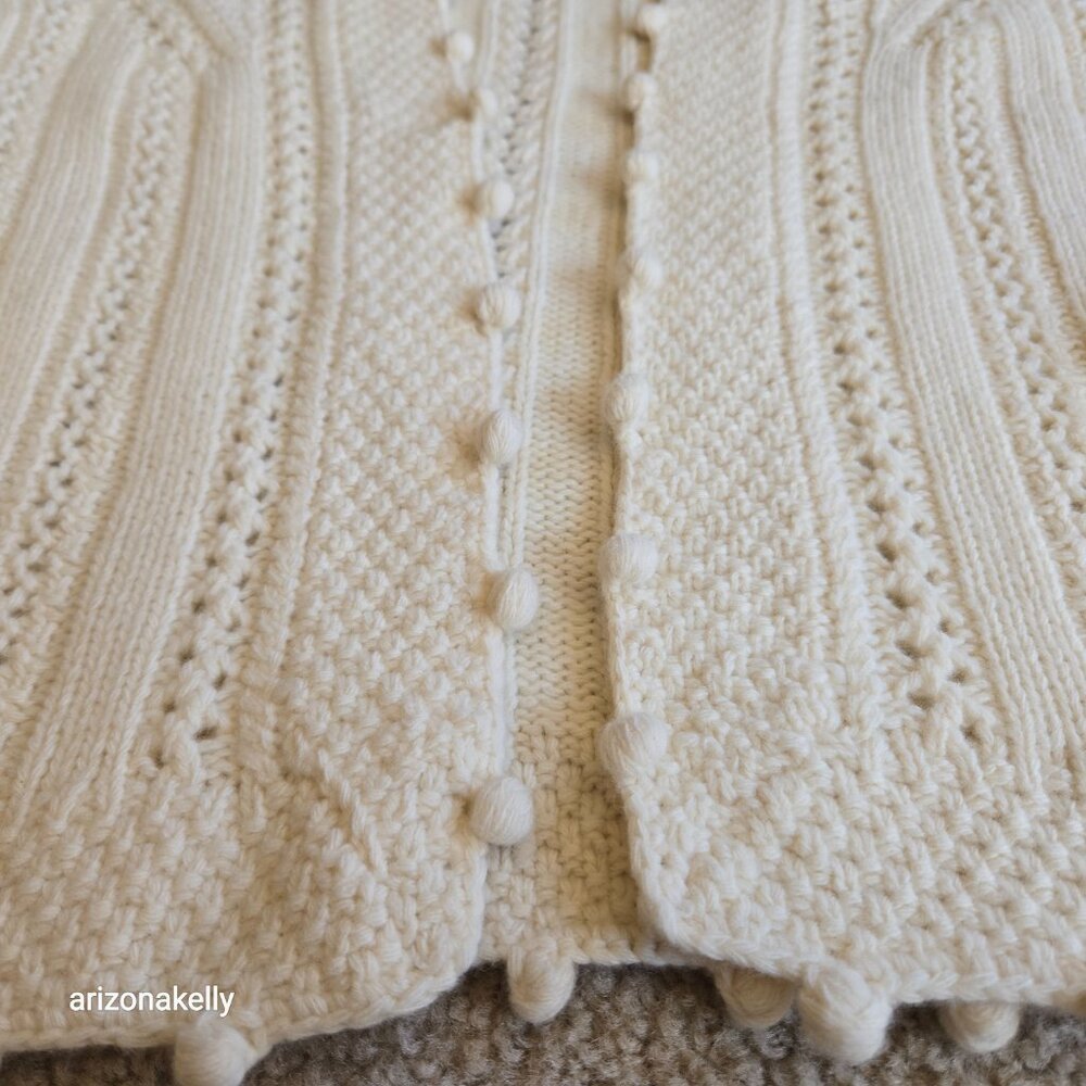 J. Crew Wool Cashmere Handknit Open Front Pointelle Cardigan Sweater - Picture 6 of 9